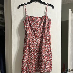 B. Smart Red and White Floral Mini Dress